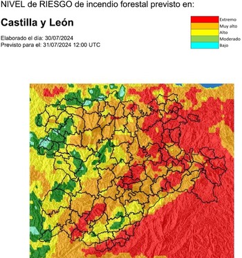 Riesgo extremo de incendio forestal en gran parte de Soria