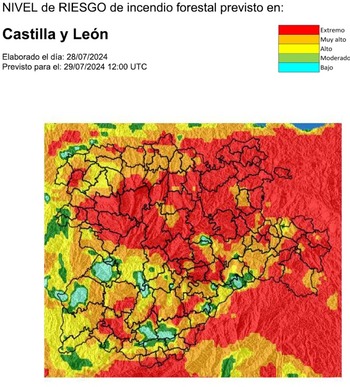 Riesgo extremo de incendios en zonas de Gómara, Soria y Ágreda